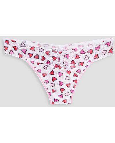 Hanky Panky Printed Stretch-lace Low-rise Thong - Pink
