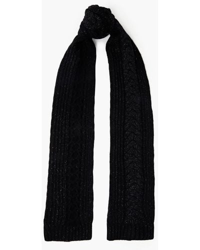 N.Peal Cashmere Metallic Cable-knit Cashmere-blend Scarf - Black