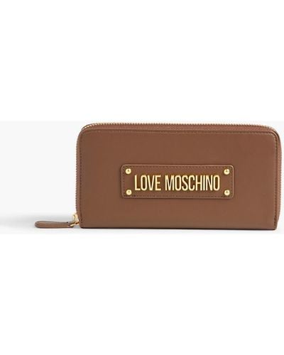 Love Moschino Pompom-embellished Faux Leather Wallet - Brown