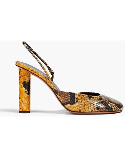 Proenza Schouler Snake-effect Leather Slingback Court Shoes - Metallic