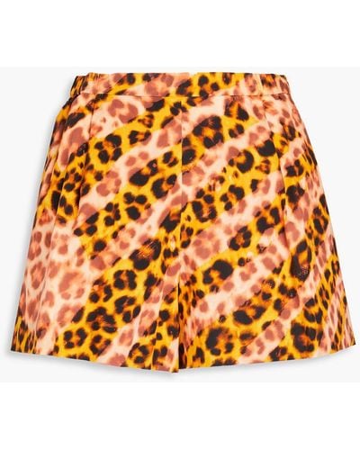 Sandro Orson Leopard-print Cotton-poplin Shorts - Orange