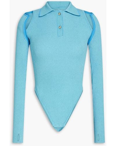 Jacquemus Ciao Convertible Ribbed-knit Bodysuit - Blue