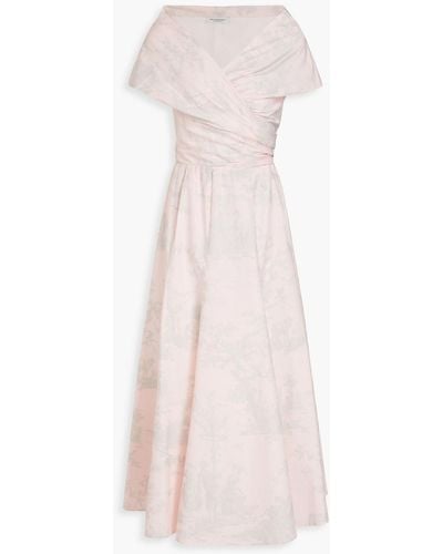 Philosophy Di Lorenzo Serafini Off-the-shoulder Printed Cotton-poplin Midi Dress - Pink
