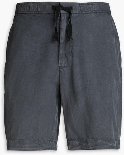 Officine Generale Phil Lyocell, Linen And Cotton-blend Twill Drawstring Shorts - Gray