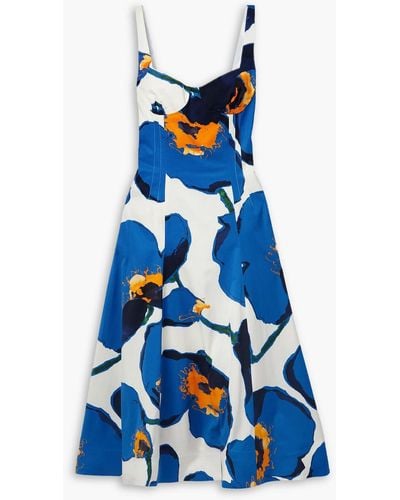 Carolina Herrera Floral-print Faille Midi Dress - Blue