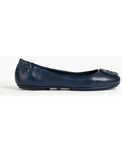 Tory Burch Minnie Embellished Leather Ballet Flats - Blue
