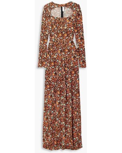 Victoria Beckham Cutout Floral-print Jersey Maxi Dress - Orange