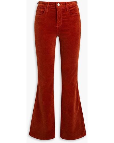 L'Agence Cotton-blend Velvet Fla Trousers - Red