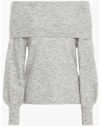 Michelle Mason Schulterfreier pullover aus meliertem strick - Grau