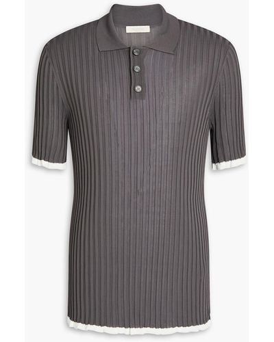 Valentino Ribbed Jersey Polo Shirt - Grey