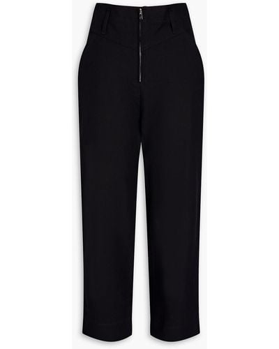 IRO Kamie Cropped Cotton And Silk-blend Crepe Tapered Trousers - Black