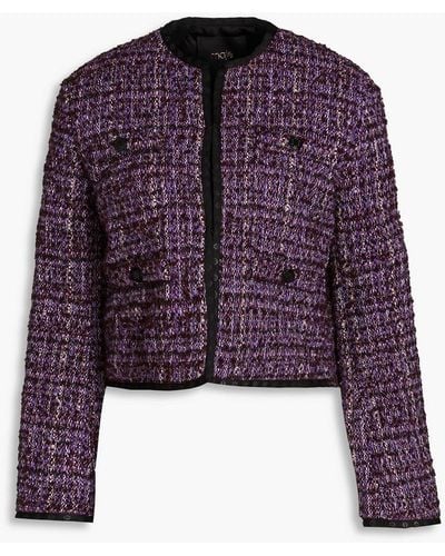 Maje Vifeld Cropped Tweed Jacket - Purple