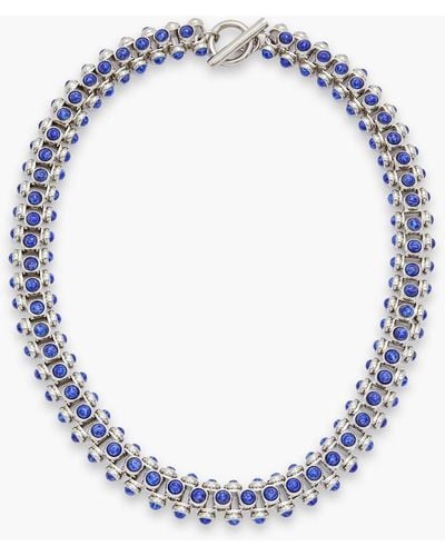 Jil Sander Silver-tone beaded necklace - Blau