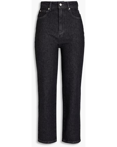 Officine Generale Ariane Cropped High-rise Straight-leg Jeans - Black