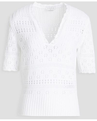 Sandro Joe Pointelle-knit Cotton-blend Top - White