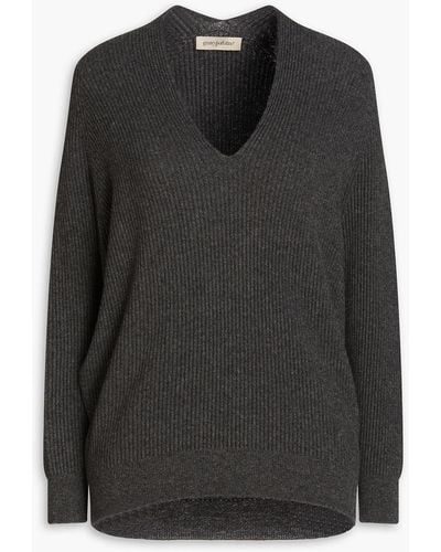 Gentry Portofino Ribbed Cashmere Sweater - Black