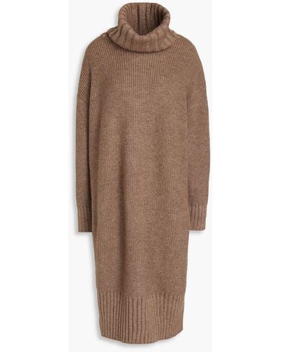 LVIR Oversized Mélange Ribbed-knit Dress - Brown