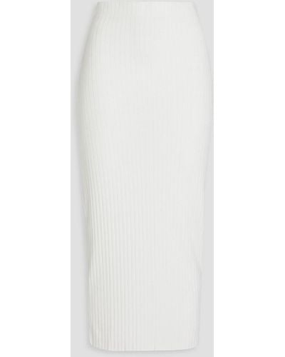 Enza Costa Ribbed-knit Midi Pencil Skirt - White