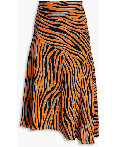 Diane von Furstenberg Lilo Zebra-print Crepe De Chine Skirt - Orange