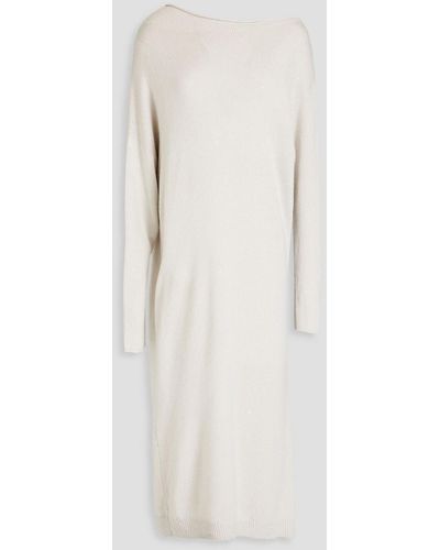 Brunello Cucinelli Sequin-embellished Cashmere And Silk-blend Midi Dress - White