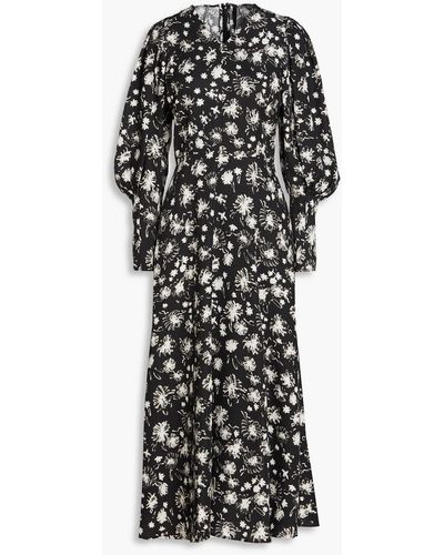 Mother Of Pearl Rebecca Floral-print Lyocell-twill Midi Dress - Black