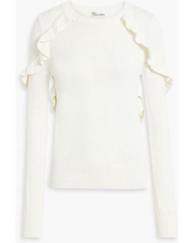 RED Valentino Ruffled Cotton Sweater - White