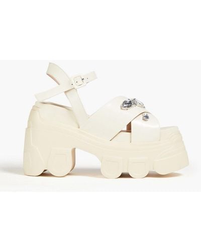 Simone Rocha Embellished Leather exaggerated-sole Sandals - Natural