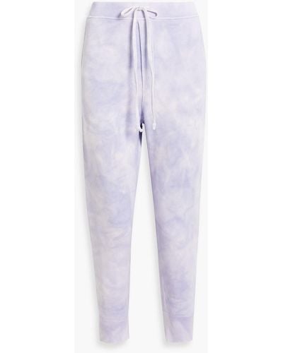 Nili Lotan Nolan Cropped Tie-dyed French Cotton-terry Track Trousers - Blue
