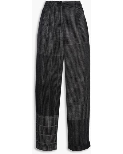 McQ Prince Of Wales Checked Wool Tapered Pants - Black