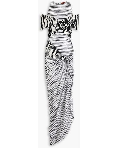 Missoni Cold-shoulder Space-dyed Twisted Knitted Maxi Dress - White