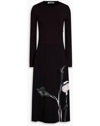 Valentino Garavani Intarsia-knit Midi Dress - Black