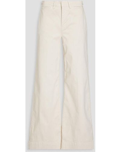 FRAME Tomboy Stretch-cotton Twill Wide-leg Trousers - Natural