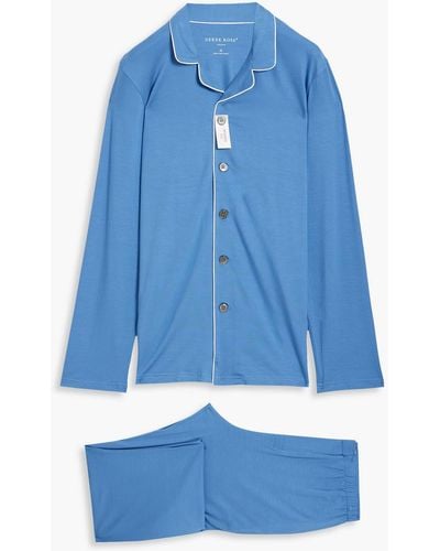 Derek Rose Basel Cotton And Modal-blend Jersey Pajama Set - Blue