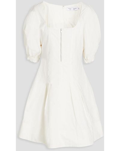 Proenza Schouler Pleated Cotton And Linen-blend Mini Dress - White