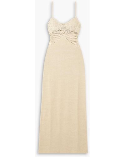 STAUD Tara Crochet-trimmed Cotton-blend Maxi Dress - White