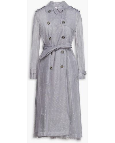 Red(V) Belted Point D'esprit Trench Coat - Grey