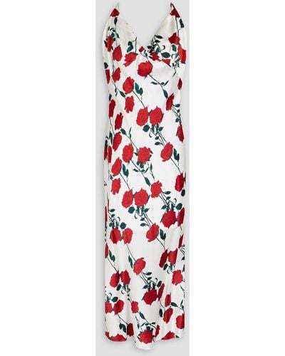 Emilia Wickstead Slip dress aus seidensatin in midilänge mit blumenprint - Weiß