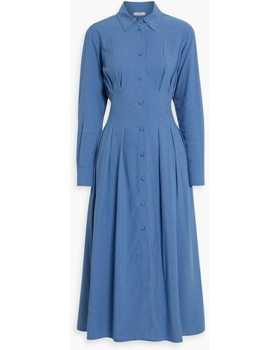 Iris & Ink Charlotte Pleated Lyocell-blend Midi Shirt Dress - Blue