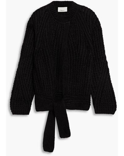 3.1 Phillip Lim Tie-front Ribbed-knit Sweater - Black