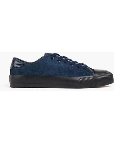 Sandro Leather-trimmed Suede Trainers - Blue