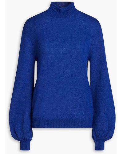 Alberta Ferretti Mohair-blend Turtleneck Sweater - Blue