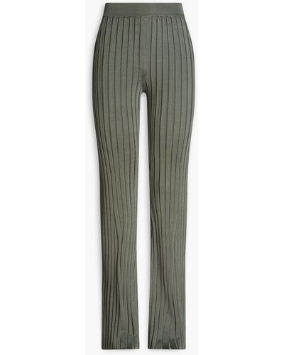 REMAIN Birger Christensen Leimah Ribbed-knit Flared Trousers - Green