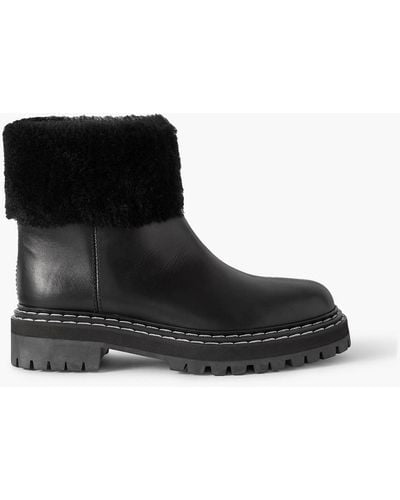 Proenza Schouler Shearling-lined Leather Ankle Boots - Black