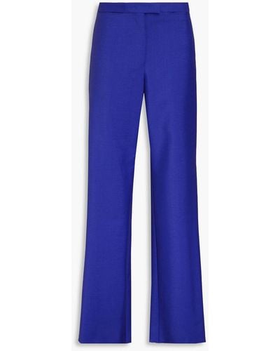 Ferragamo Wool And Mohair-blend Wide-leg Pants - Blue