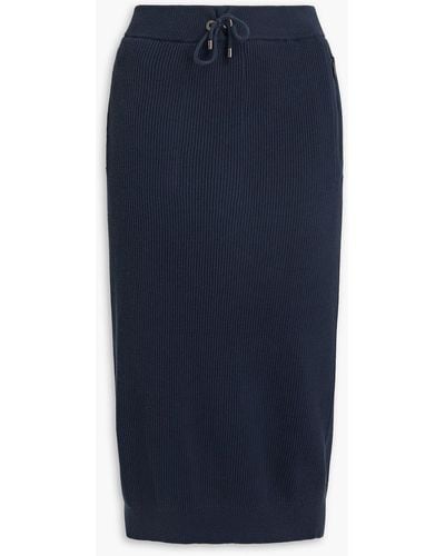 Brunello Cucinelli Ribbed Cotton Midi Skirt - Blue