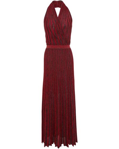 Missoni Wrap-effect Metallic Ribbed-knit Halterneck Midi Dress - Red