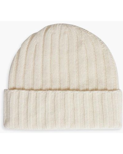 Iris & Ink Abigail Ribbed Recycled Cashmere Beanie - Natural