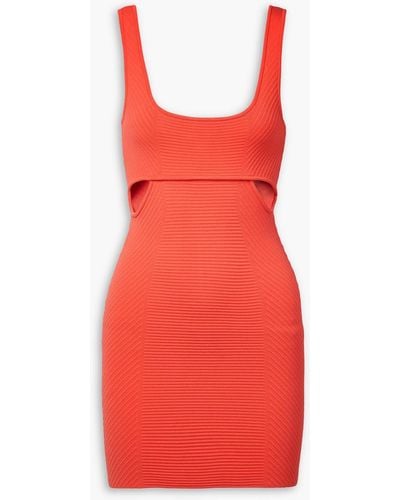 Hervé Léger Ottoman Cutout Ribbed Recycled-bandage Mini Dress - Red