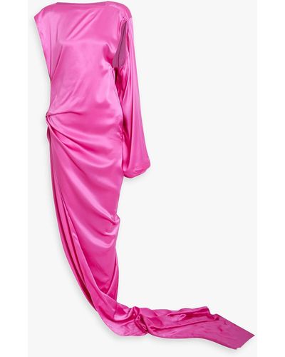 Rick Owens Edfu One-sleeve Draped Silk-satin Gown - Pink
