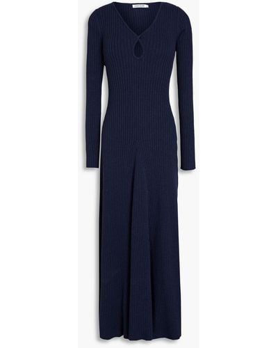 Anna Quan Cutout Ribbed Cotton Midi Dress - Blue